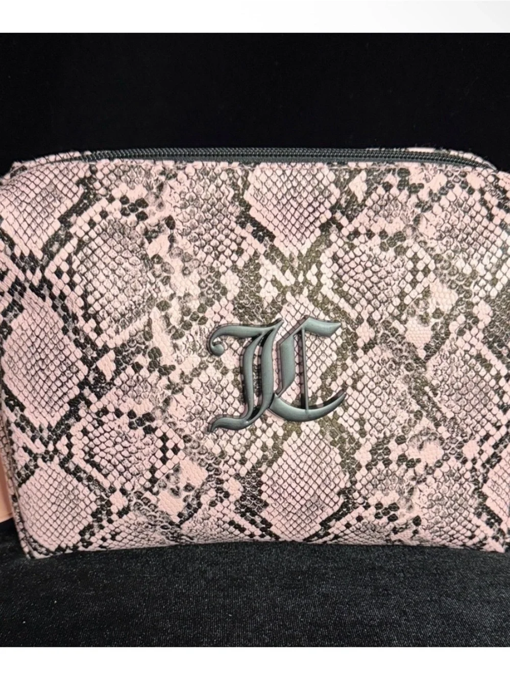 Juicy Coutour Pink Snake-Print Cosmetic Pouch